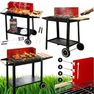 GRILL WĘGLOWY OGRODOWY STALOWY PRZENOŚNY WIATROCHRON PÓŁKA