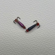 R. Hyrycz - diabełki - granatowo-różowe z brokatem i czerwonymi koralikami