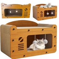 DRAPAK DLA KOTA LEGOWISKO DOMEK NISKI DWA POZIOMY 56X28X32CM + DWIE ZABAWKI