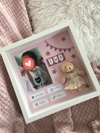 Metryczka 3D w ramce prezent chrzest narodziny