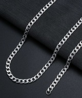 Łańcuszek + bransoletka Płaskie Pancerka 8mm x 60cm + 8mm x 21cm stal 316L