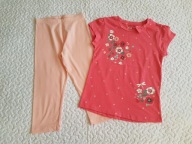 Cool Club legginsy pomarańczowe i bluzka w kwiatki nowe roz 134