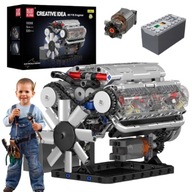 MOULD KING KLOCKI KONSTRUKCYJNE WOLNOSSĄCY SILNIK OŚMIOCYLINDROWY V8