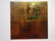Banknot Pozłacany 100 zł. W. II Jagiełło 1994r.