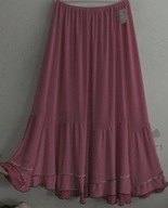 Spódnica koralowy róż w kliny i falbanki dzianina długa r 46/56