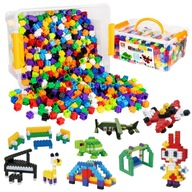 KLOCKI KONSTRUKCYJNE DLA DZIECI MAŁEGO GENIUSZA W KUFERKU 3D ZESTAW 885 EL.