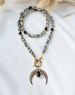 naszyjnik- Choker LUNULA Jaspis Dalmatyński i Czarny Turmalin