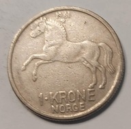 NORWEGIA - 1 KORONA 1961 - KOŃ