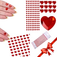 DŻETY CYRKONIE KRYSZTAŁKI SERCA SMOPRZYLEPNE CZERWONE NA DZIEŃ KOBIET 104ST