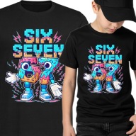 Koszulka DZIECIĘCA CZARNA 67 Six Seven Brainrot BAWEŁNA L 152 cm