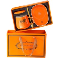 PODGRZEWACZ DO KUBKA KAWY ELEKTRYCZNY 230V POMARAŃCZOWY ZESTAW KUBEK DA27G