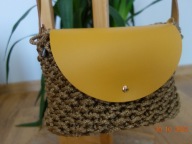 Złota torebka ze sznurka i skóry rękodzieło