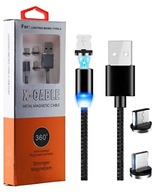 KABEL MAGNETYCZNY 3w1 ŁADOWARKA MICRO iPhone USB-C