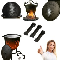 GRILL KOCIOŁEK ŻELIWNY EMALIOWANY 8L MYŚLIWSKI WĘGIERSKI NA OGNISKO TRÓJNÓG