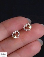 Kol0097 Kolczyki Srebro925 zlocone serduszko żółte złoto