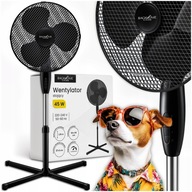 WENTYLATOR STOJĄCY WIATRAK PODŁOGOWY MOCNY 3 ŁOPATKI CZARNY DUŻY ZASIĘG 45W