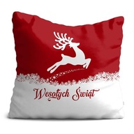 DEKORACYJNA POSZEWKA NA PODUSZKĘ JAŚKA ŚWIĄTECZNA CZERWONA RENIFER