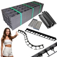 ZESTAW 20 SZTUK OBRZEŻE OGRODOWE PLASTIKOWE TRAWNIKOWE PALISADA CZARNE