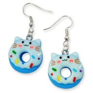 Kolczyki DONUTY Pączki Kotki KOTY Niebieskie Żywiczne PREZENT Słodkie