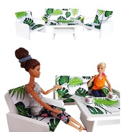 Kanapa do salonu lalek w liście fotele stolik drewniane mebelki na prezent