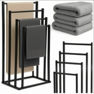 STOJAK NA RĘCZNIKI ŁAZIENKOWY WIESZAK STOJĄCY PODŁOGOWY 4 RAMIONA CZARNY