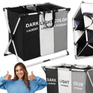 SKŁADANY KOSZ NA PRANIE DUŻY TRZYKOMOROWY DO SEGREGACJI 135L ORGANIZER