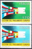 Włochy 1979 Znaczki 1659-60 ** Unia Europejska parlament wybory flagi