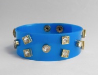 FAJNA BRANSOLETA CYRKONIE NA NIEBIESKIM PASKU