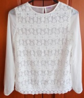 Bluzka biała boho transparentna koronka 36