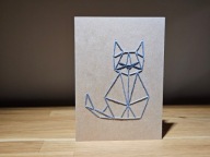 Kartka okolicznościowa - handmade - ręcznie robiona - haftowana - kot