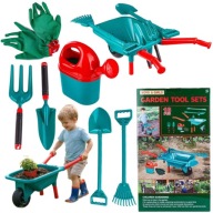ZABAWKI NARZĘDZIA ZESTAW DLA DZIECI OGRODOWY TACZKA + AKCESORIA 18 EL.