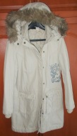 Kurtka damska ciepła długa haft ornament kaptur odpinany futerko 42 Mia