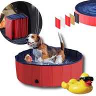 Składany basen dla psa, czerwony, 160 x 30 cm, PVC