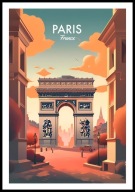 A2 KOLOROWY PLAKAT PARYŻ PARIS FRANCJA, PLAKAT ŁUK TRIUMFALNY W PARYŻU