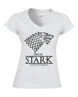 Gra o Tron House Stark Koszulka Damska Biała w serek - M