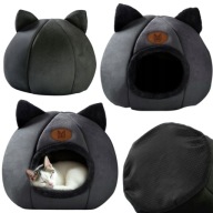 DOMEK LEGOWISKO BUDKA DLA KOTA PLUSZOWY MIĘKKI Z USZKAMI CZARNE MERSJO
