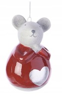 Zawieszka Figurka MYSZKA z SERDUSZKIEM Bombka CERAMICZNA na choinkę 10 cm