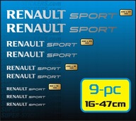 9szt Naklejki RENAULT Sport NEW dla Captur Arkana Kadjar Scenic, 16-47cm