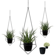 Kwietnik na Ścianę Wiszący Metalowy Loft Czarny Doniczka Wisząca w Zestawie