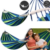 HIT HAMAK OGRODOWY DWUOSOBOWY XXL 270X155 PAŁĄKI TORBA + SZNURY MOCUJĄCE