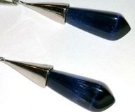 Kolczyki YES Verona z granatowym kamieniem jubilerskim KOCIE OKO srebro 925