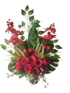 Bukiet cmentarz storczyk róże Duży