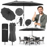 DUŻY PARASOL OGRODOWY PODWÓJNY ROZKŁADANY XXL 445X264 CM UV80+ POKROWIEC