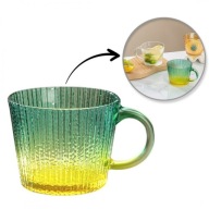 Filiżanka szklanka ryflowana duża butelkowa zieleń ombre 380 ml 1szt