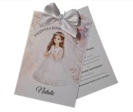 PERSONALIZOWANE WYSUWANE ZAPROSZENIA KOMUNIJNE DLA DZIEWCZYNKI + KOPERTA