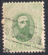 NORWEGIA, Oscar II, 1 Kr (1878), Mi 32 (10€)