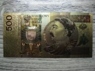BANKNOT POLSKA 500 ZŁOTYCH 2016 ROK JAN III SOBIESKI POZŁACANY PCV