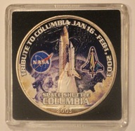 NASA - SPACE SHUTTLE COLUMBIA - 1 $ DOLAR 2003 USA COLOR 1 OZ 999 1 UNCJA