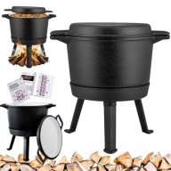 KOCIOŁEK ŻELIWNY EMALIOWANY MYŚLIWSKI WĘGIERSKI 8L GRILL GARNEK + PATELNIA