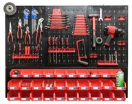 TABLICA NARZĘDZIOWA METALOWA ŚCIANKA WARSZTATOWA ZESTAW KUWETY UCHWYTY